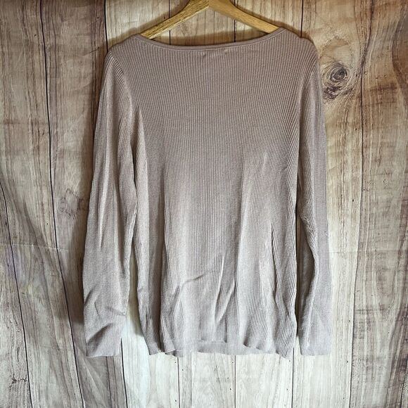 Maurice Top Women's Large Nude Open Long Sleeve Waffle Knit Stretch Fall - Picture 7 of 7